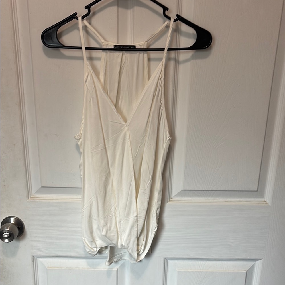 SHEIN Cream Asymmetrical Sleeveless Bodysuit